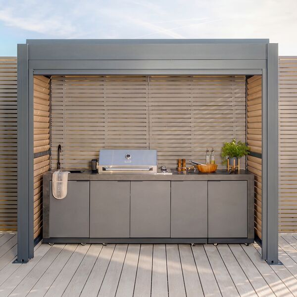 Eden Aluminium BBQ Shelter 3m x 1.4m Pergola - Wood Effect