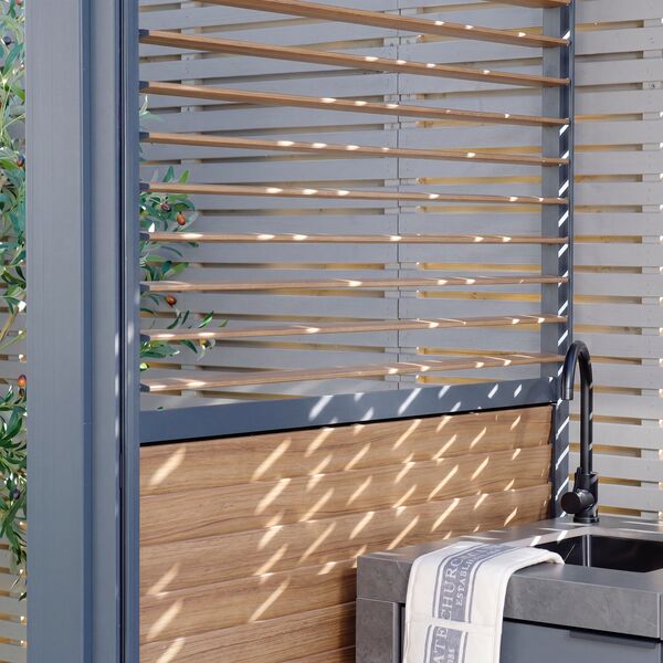 Eden Aluminium BBQ Shelter 3m x 1.4m Pergola - Wood Effect