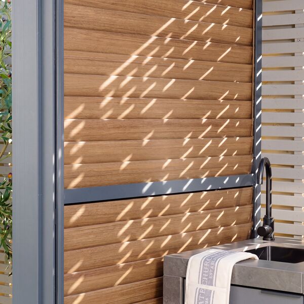 Eden Aluminium BBQ Shelter 3m x 1.4m Pergola - Wood Effect