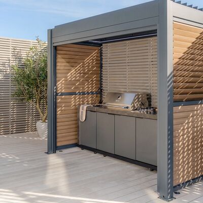 Eden Aluminium BBQ Shelter 3m x 1.4m Pergola - Wood Effect