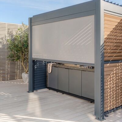 Eden Aluminium BBQ Shelter 3m x 1.4m Pergola - Wood Effect