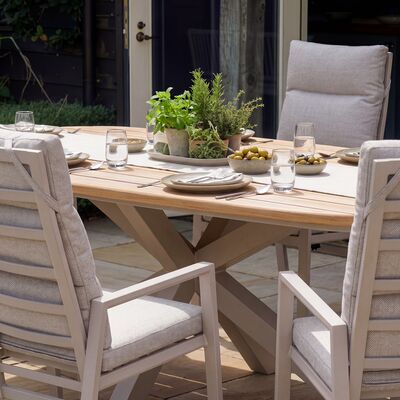 Valencia 6 Reclining Dining Chairs with Sicily Table  - Latte