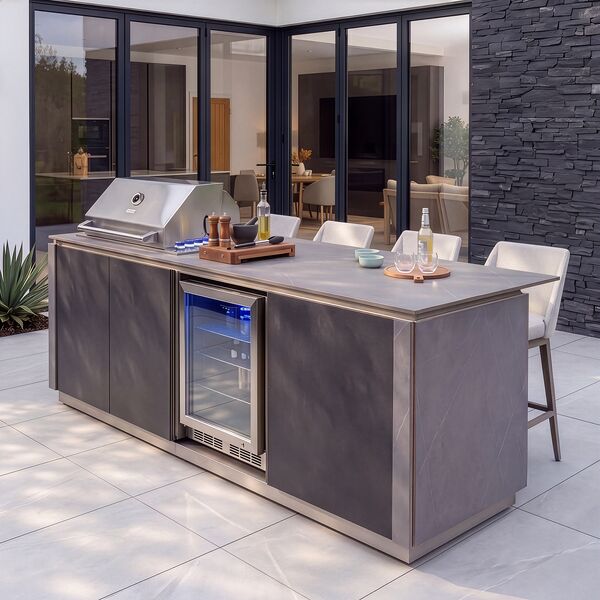 Maze Ember Outdoor Kitchen Island Unit with BBQ Grill and Fridge
