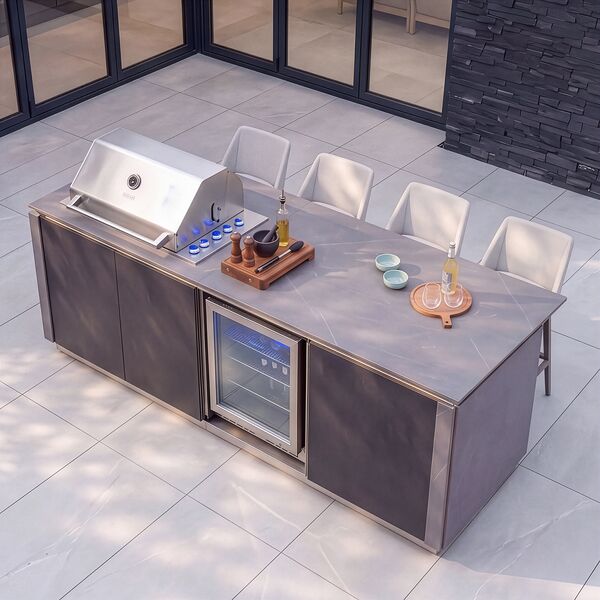 Maze Ember Outdoor Kitchen Island Unit with BBQ Grill and Fridge