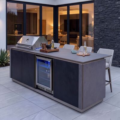 Maze Ember Outdoor Kitchen Island Unit with BBQ Grill and Fridge