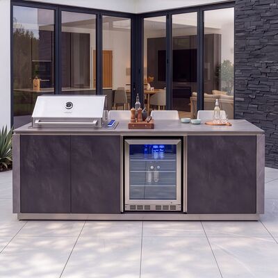 Maze Ember Outdoor Kitchen Island Unit with BBQ Grill and Fridge