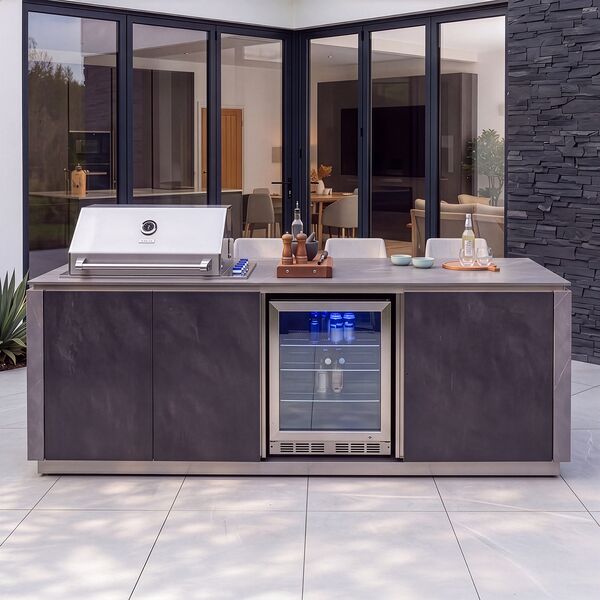 Maze Ember Outdoor Kitchen Island Unit with BBQ Grill and Fridge