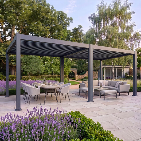 Eden Pergola 6 x 4  Pergola - Grey (3 x 4 Pergola x 2 with 3m Jointing Kit)