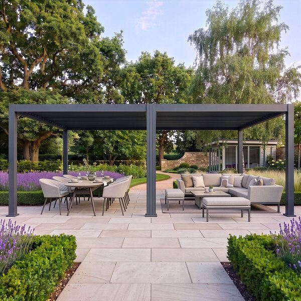 Eden Pergola 6 x 4  Pergola - Grey (3 x 4 Pergola x 2 with 3m Jointing Kit)