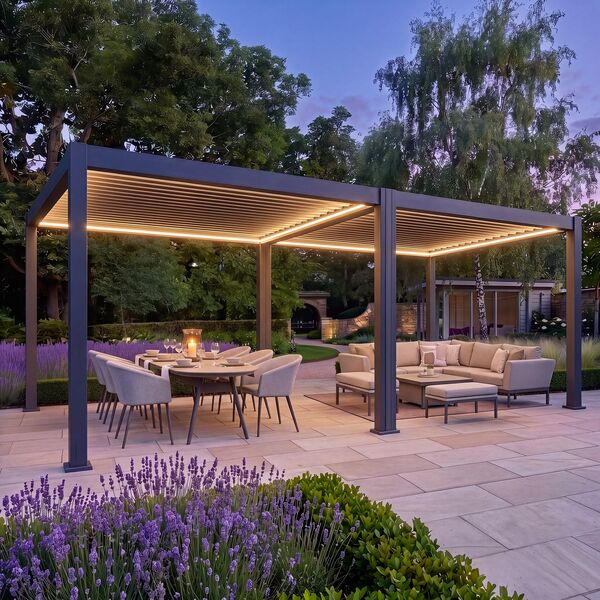 Eden Pergola 6 x 4  Pergola - Grey (3 x 4 Pergola x 2 with 3m Jointing Kit)