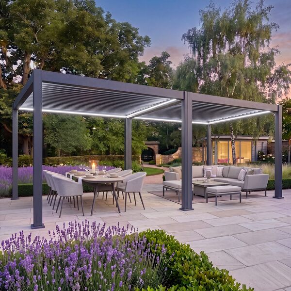 Eden Pergola 6 x 4  Pergola - Grey (3 x 4 Pergola x 2 with 3m Jointing Kit)