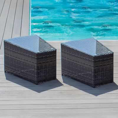 Half Moon Sofa Set - Side Tables / Brown