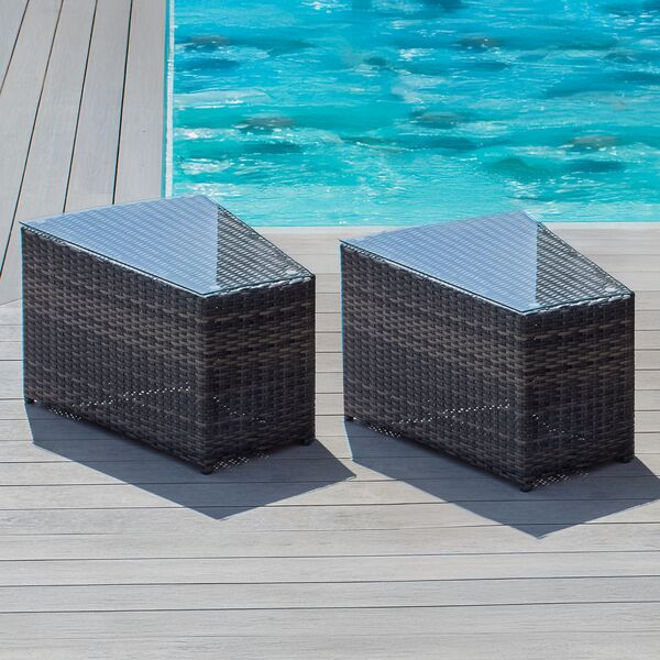 Half Moon Sofa Set - Side Tables / Brown