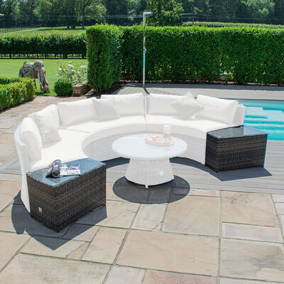Half Moon Sofa Set - Side Tables / Brown