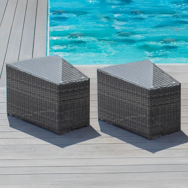 Half Moon Sofa Set - Side Tables / Grey