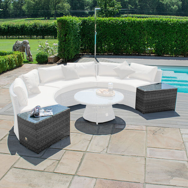 Half Moon Sofa Set - Side Tables / Grey