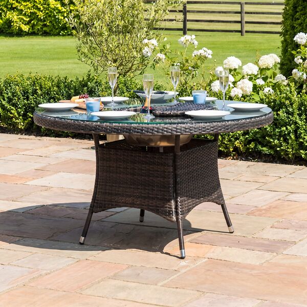 1350 Round Table with Ice Bucket and Lazy Susan / Brown
