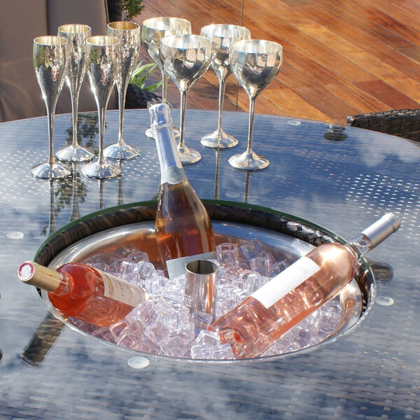 1350 Round Table with Ice Bucket and Lazy Susan / Brown