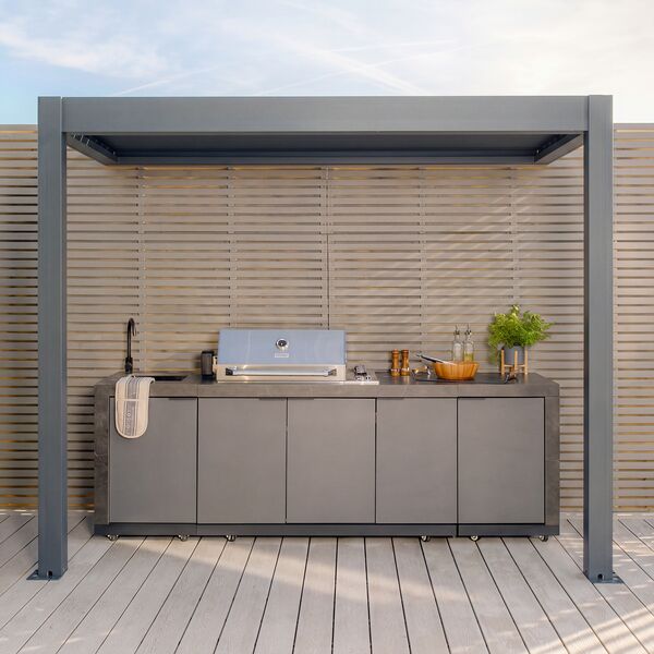 Eden Aluminium BBQ Shelter 3m x 1.4m Pergola - Grey