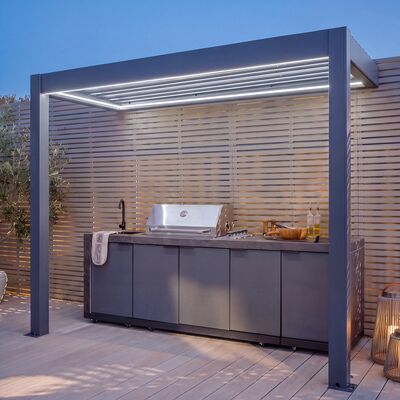 Eden Aluminium BBQ Shelter 3m x 1.4m Pergola - Grey