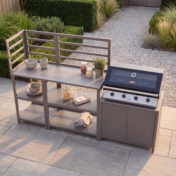 Napoli Outdoor Kitchen 3pc Set with BeefEater 1200E Series - 4 Burner Built In BBQ
