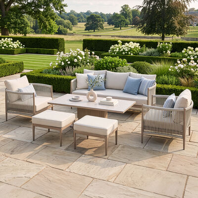 Havana 3 Seat Sofa Set With Rising Table - Ceramic Glass