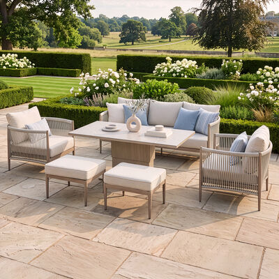 Havana 3 Seat Sofa Set With Rising Table - Ceramic Glass