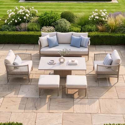 Havana 3 Seat Sofa Set With Rising Table - Ceramic Glass