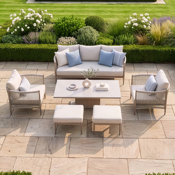 Havana 3 Seat Sofa Set With Rising Table - Ceramic Glass