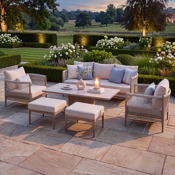 Havana 3 Seat Sofa Set With Rising Table - Ceramic Glass