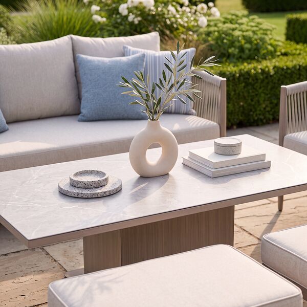 Havana 3 Seat Sofa Set With Rising Table - Ceramic Glass