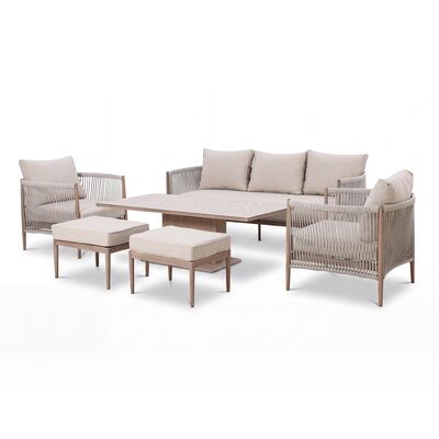 Havana 3 Seat Sofa Set With Rising Table - Ceramic Glass