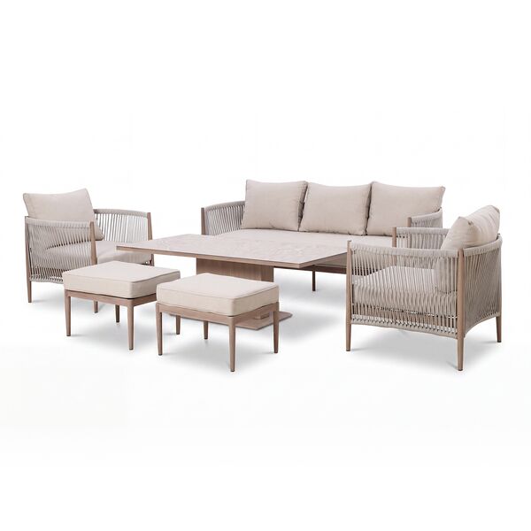 Havana 3 Seat Sofa Set With Rising Table - Ceramic Glass