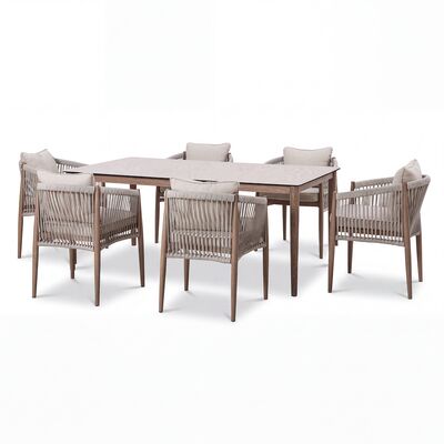 Havana 6 Seat Rectangular Dining Set - Ceramic Glass