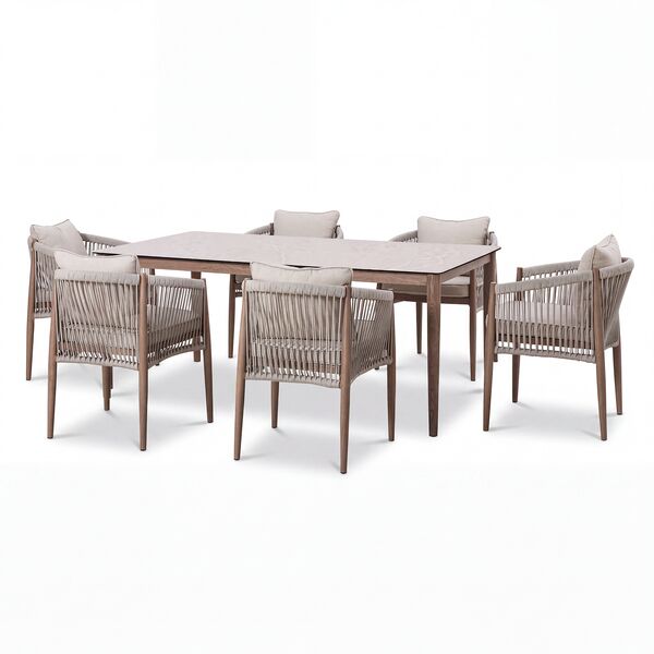 Havana 6 Seat Rectangular Dining Set - Ceramic Glass