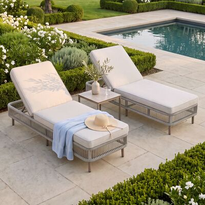 Havana 3pc Sunlounger Set - Ceramic Glass