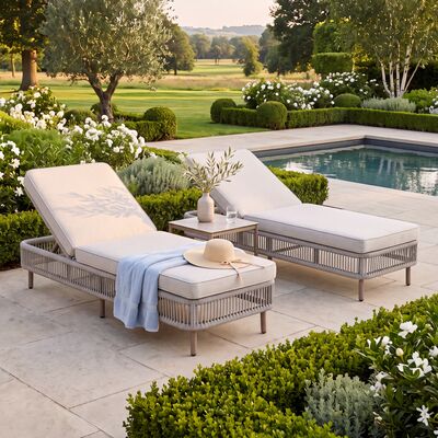 Havana 3pc Sunlounger Set - Ceramic Glass