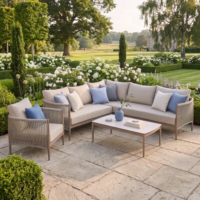 Havana Small Corner Sofa Set With Armchair - Ceramic Glass