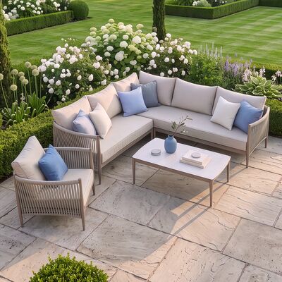 Havana Small Corner Sofa Set With Armchair - Ceramic Glass