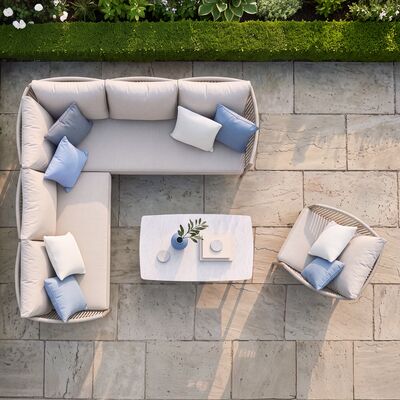 Havana Small Corner Sofa Set With Armchair - Ceramic Glass