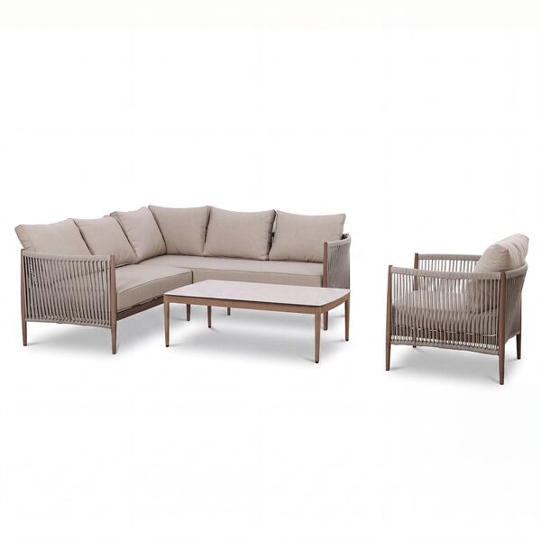 Havana Small Corner Sofa Set With Armchair - Ceramic Glass