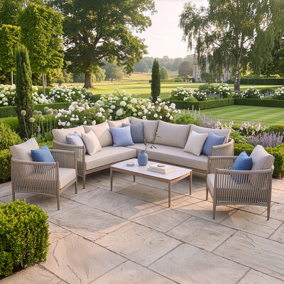 Havana Small Corner Sofa Set With Armchair x2 - Ceramic Glass