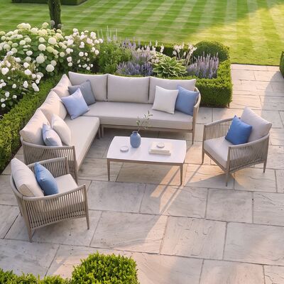 Havana Small Corner Sofa Set With Armchair x2 - Ceramic Glass