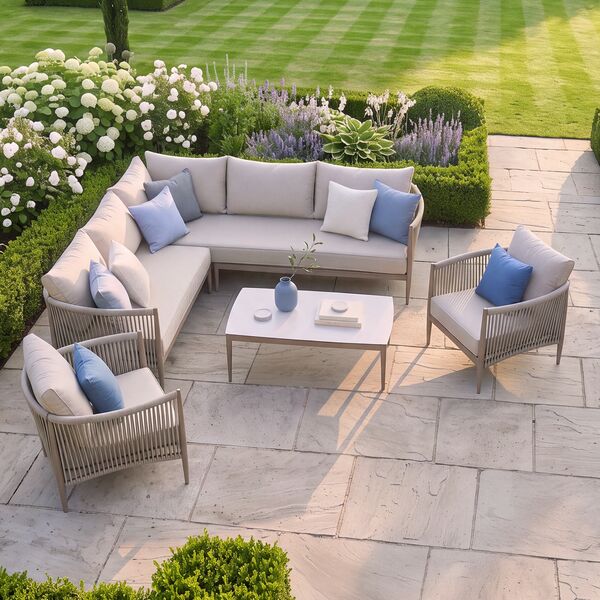 Havana Small Corner Sofa Set With Armchair x2 - Ceramic Glass