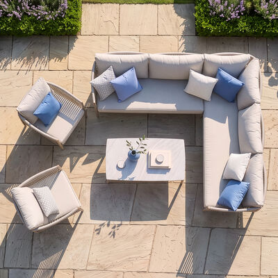 Havana Small Corner Sofa Set With Armchair x2 - Ceramic Glass