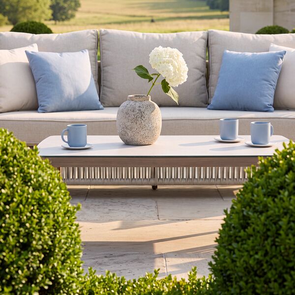 Havana Small Corner Sofa Set With Armchair x2 - Ceramic Glass