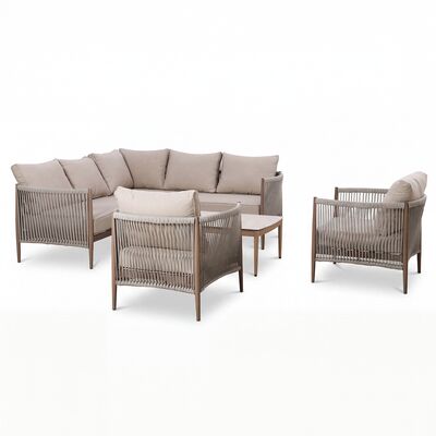 Havana Small Corner Sofa Set With Armchair x2 - Ceramic Glass