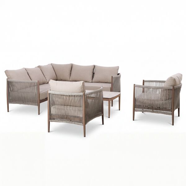 Havana Small Corner Sofa Set With Armchair x2 - Ceramic Glass