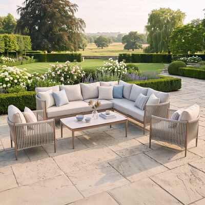 Havana Large Corner Sofa Set With Armchair x2 - Ceramic Glass