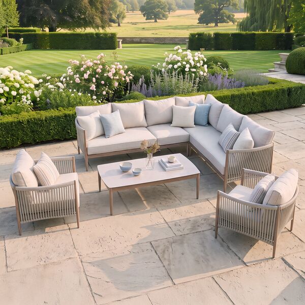 Havana Large Corner Sofa Set With Armchair x2 - Ceramic Glass